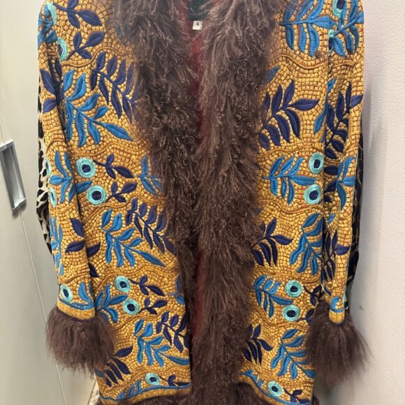 Anna Sui Suzani vintage collectable coat with Mongolian trim 1996/1997. Rare. - Picture 2 of 10